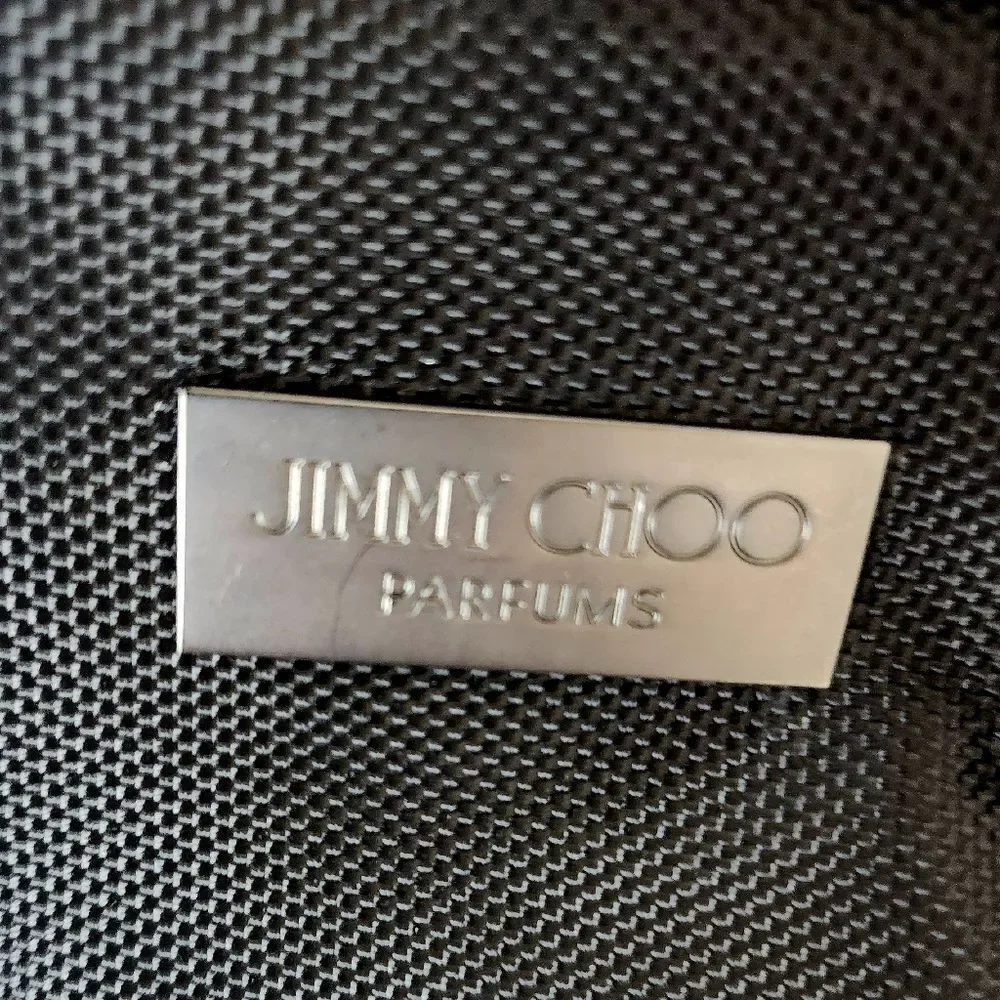 Jimmy Choo Parfums Duffle Bag Crocodile Embossed Handles Black 17x11x7.5 Unisex
